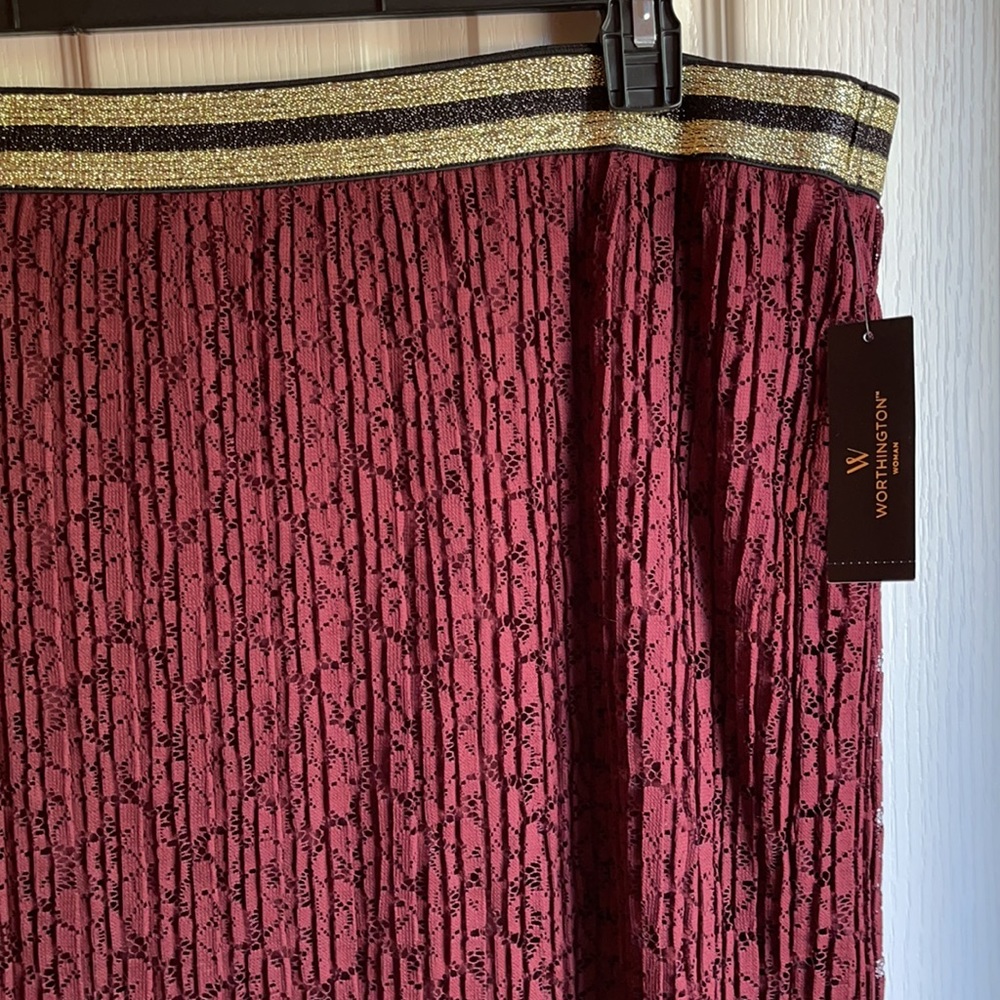 NWT WORTHINGTON WOMAN BURGUNDY LACE SKIRT SZ 2X